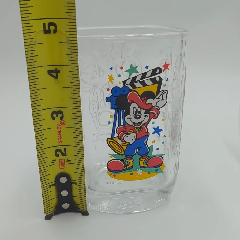 Vintage 2000 McDonald's Disney Glass Tumblers 3 Mickey Mouse Millenium Celebrate